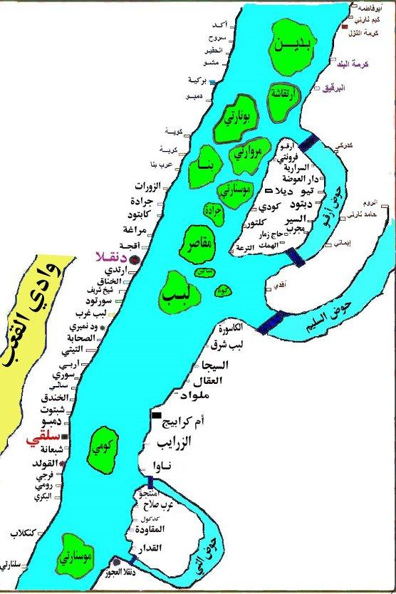 خريطة تفصلية للمناطق و القري في الولاية الشمالية